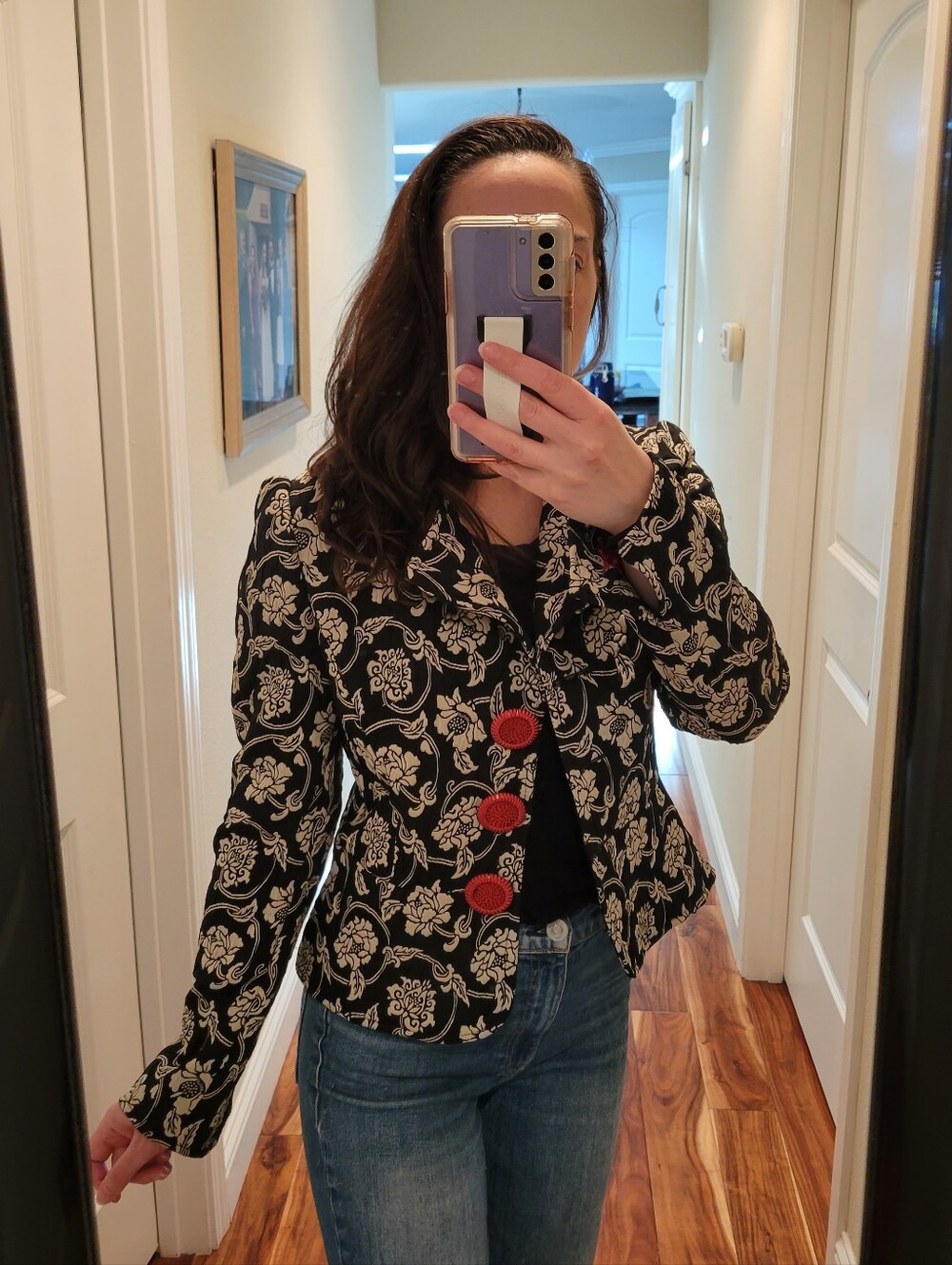 Alberto Makali Floral Tapestry Blazer Artsy Boho Jacket